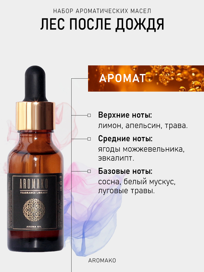 Подарочный набор аромамасел AromaKo «Лес После Дождя», 2 шт. по 20 мл