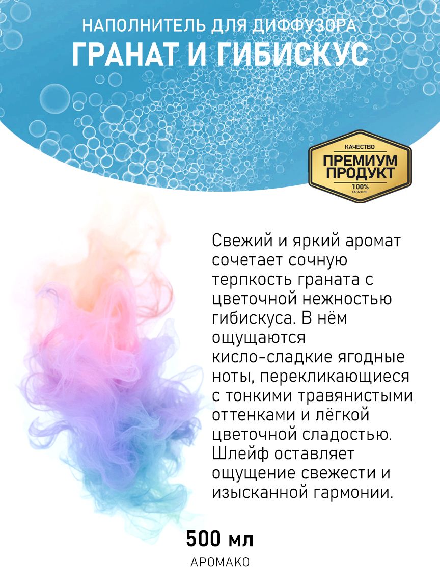 Рефил для диффузора «Гранат и Гибискус», 500 мл