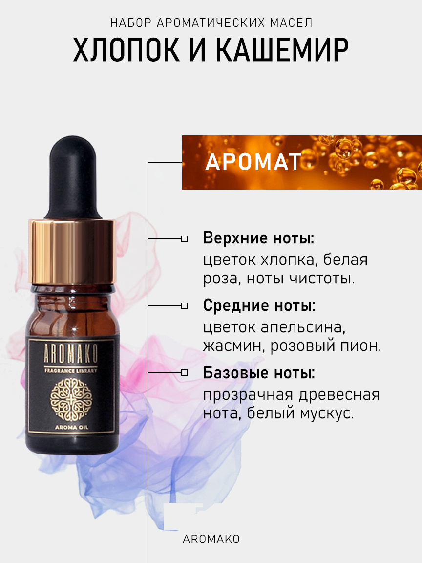 Подарочный набор аромамасел «Хлопок и Кашемир», 2 × 5 мл