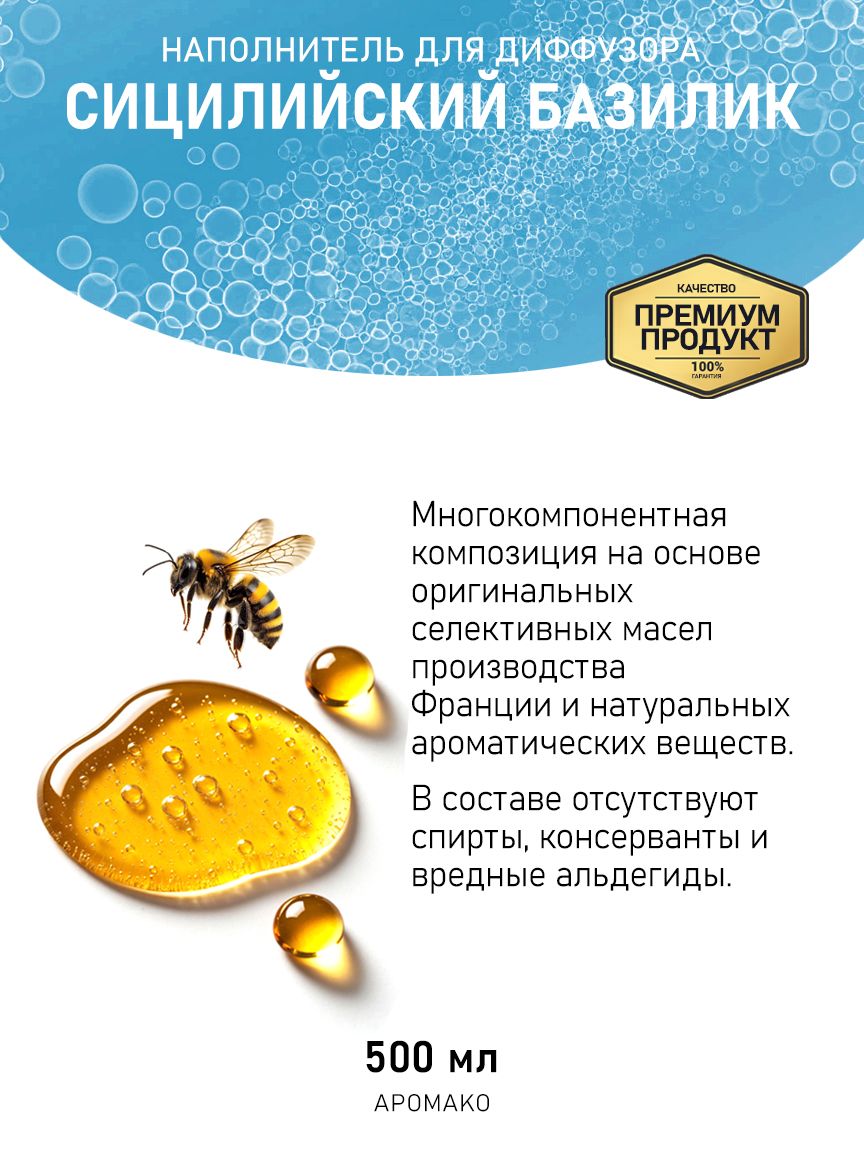 Рефил для диффузора «Сицилийский Базилик», 500 мл