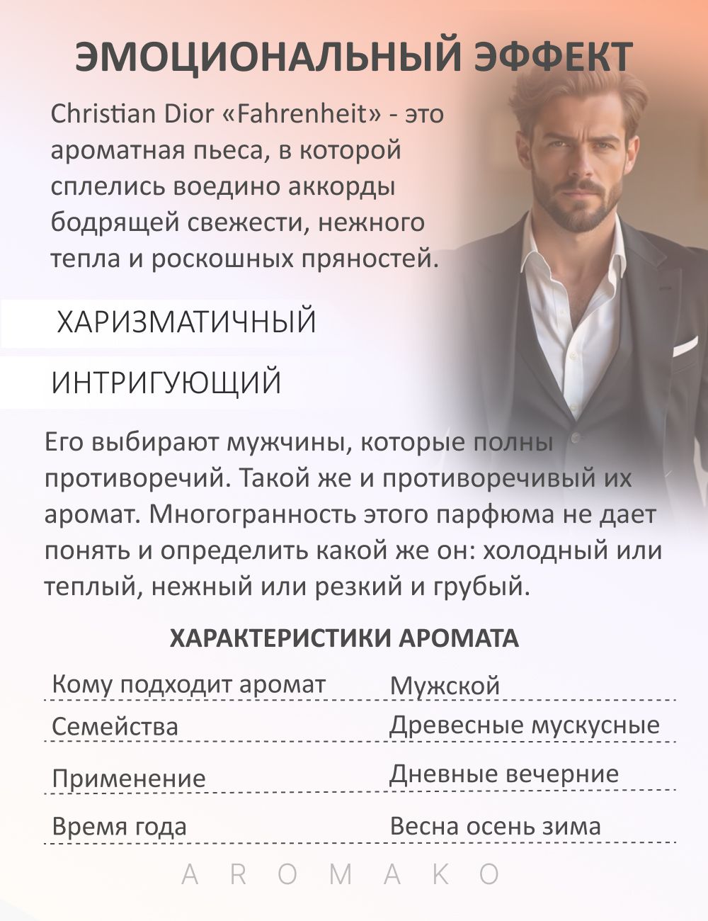 Парфюм — по мотивам FAHRENHEIT, 15 мл