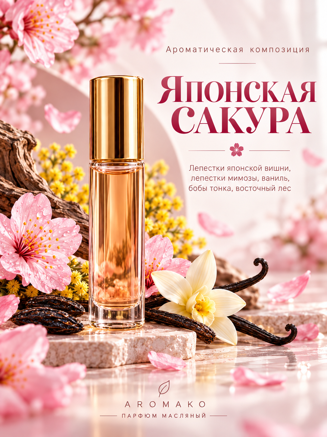 Масляные духи — Японская сакура, 3 мл