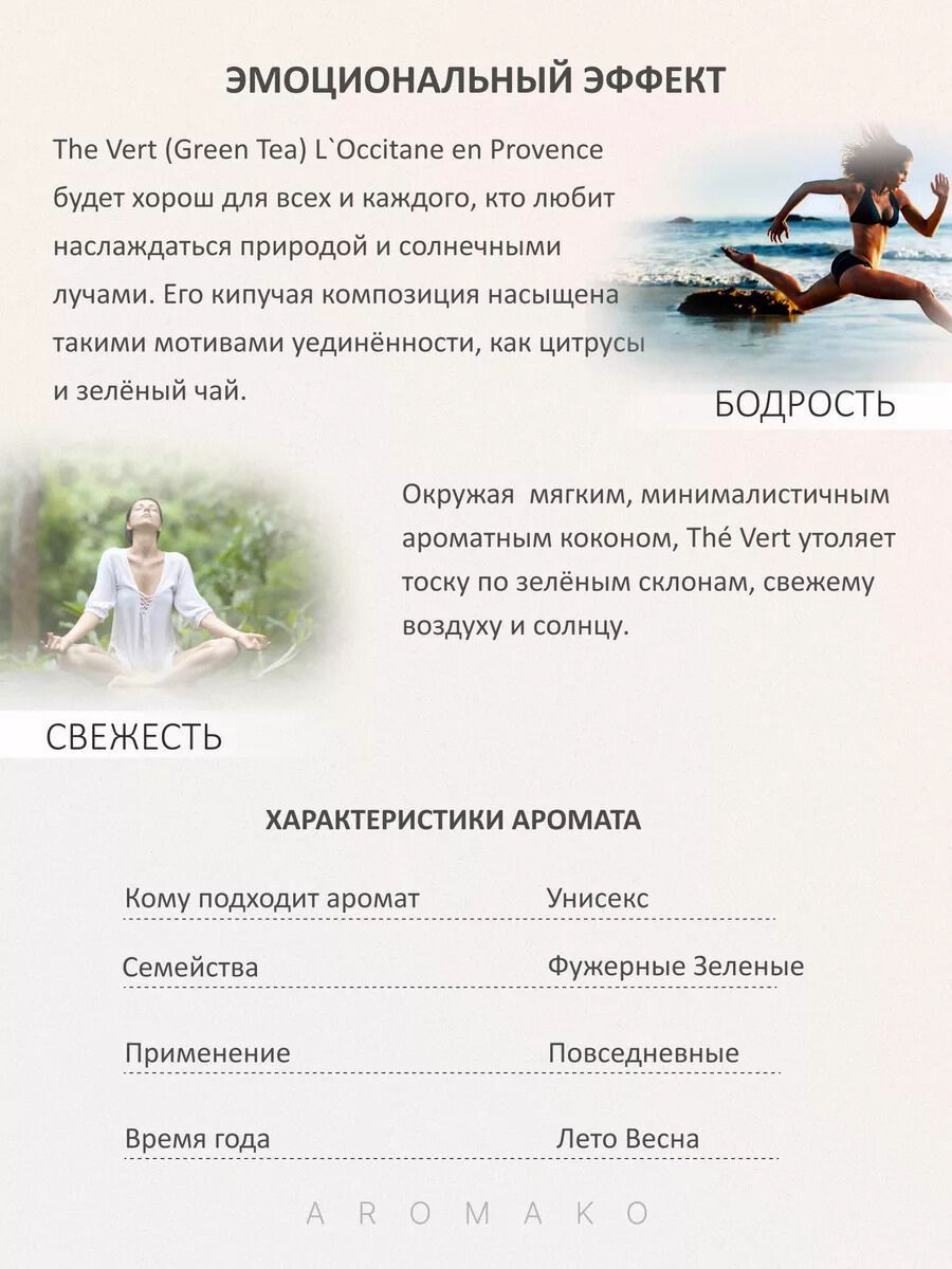 Масляные духи — по мотивам L'Occitane, Thé Vert / Green Tea, 3 мл
