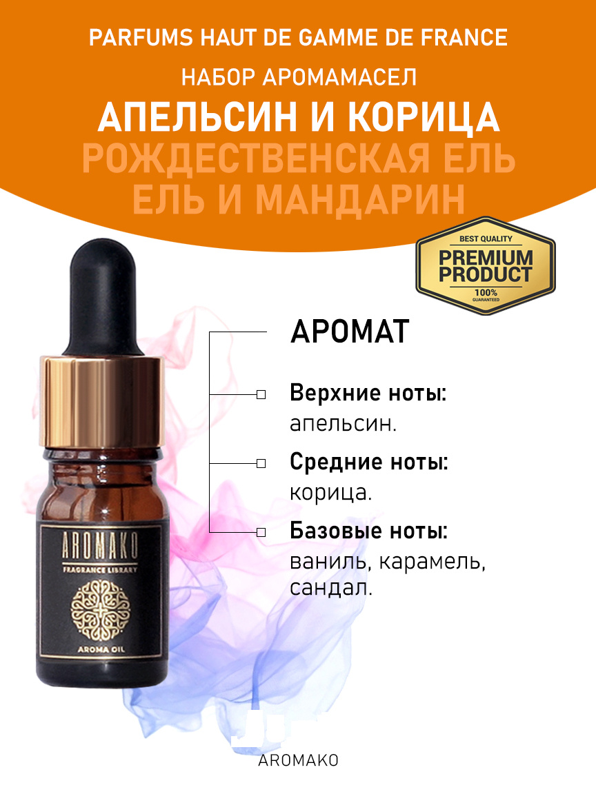 Подарочный набор аромамасел «Апельсин и корица + Рождественская ель + Ель и мандарин», 3 × 5 мл
