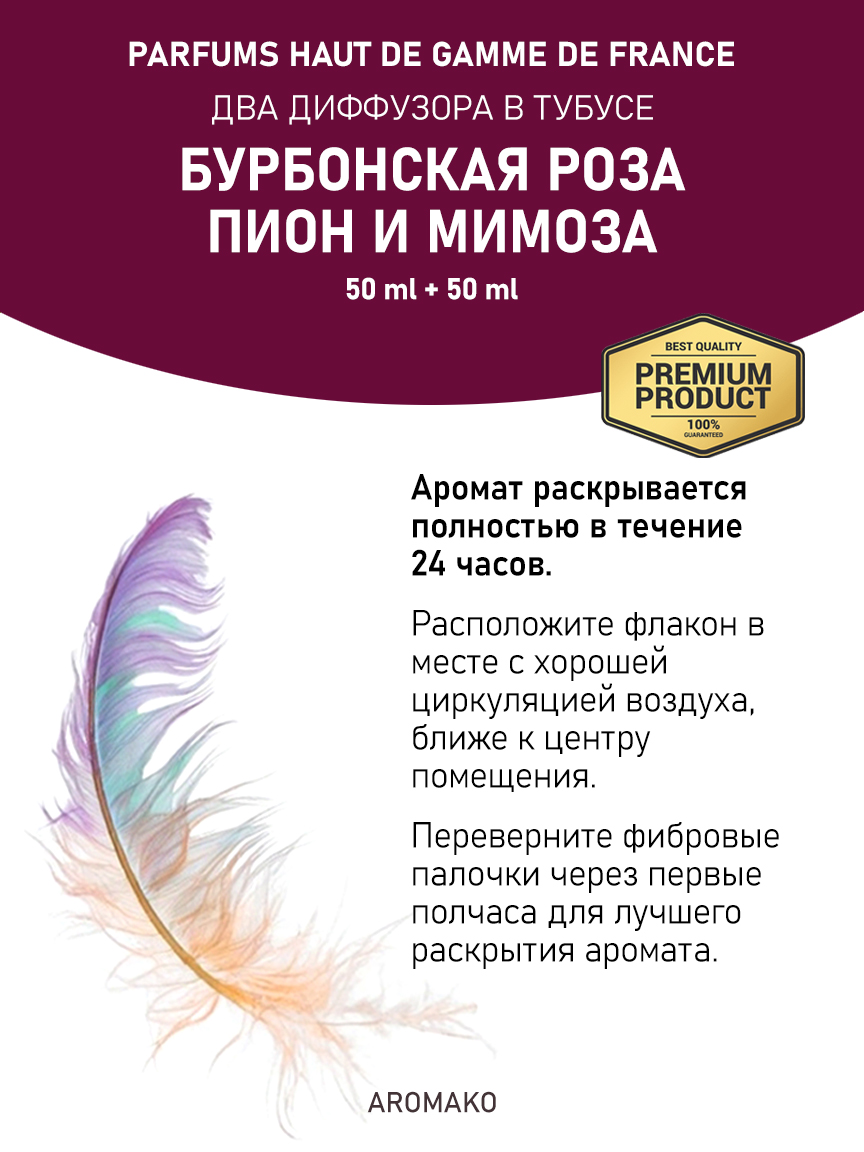 Аромадиффузор «Бурбонская роза / Пион и мимоза», 50 мл
