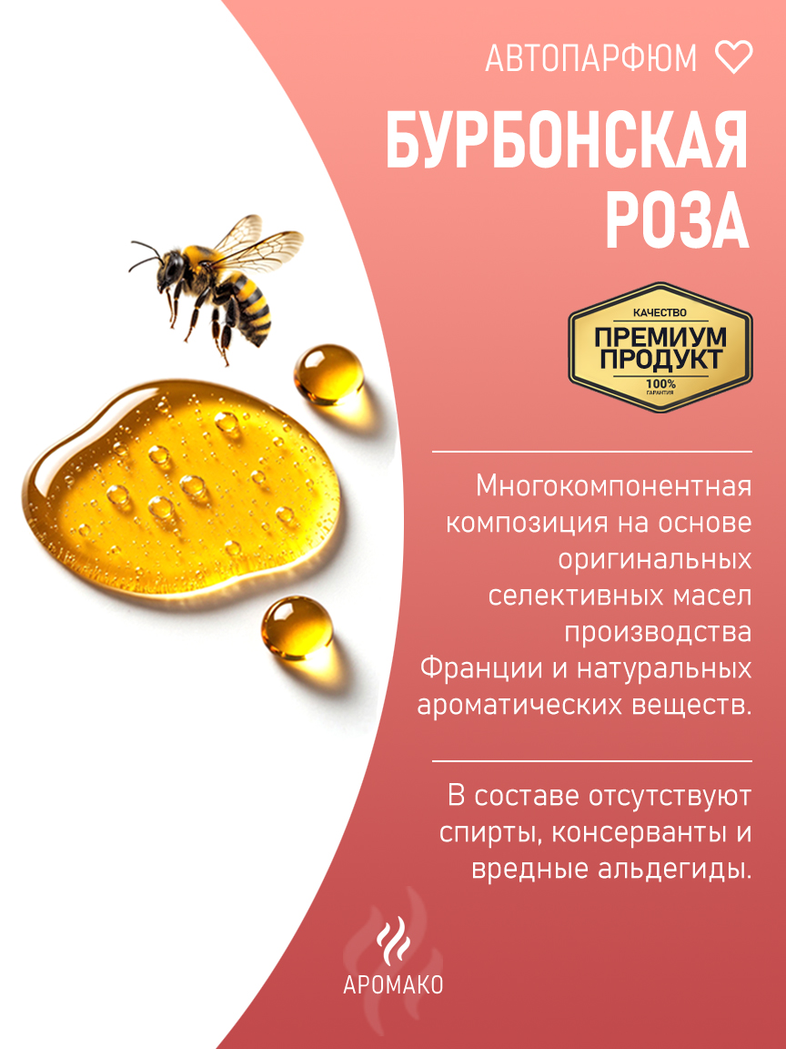 Подвесной автопарфюм «Бурбонская Роза» — 8 мл